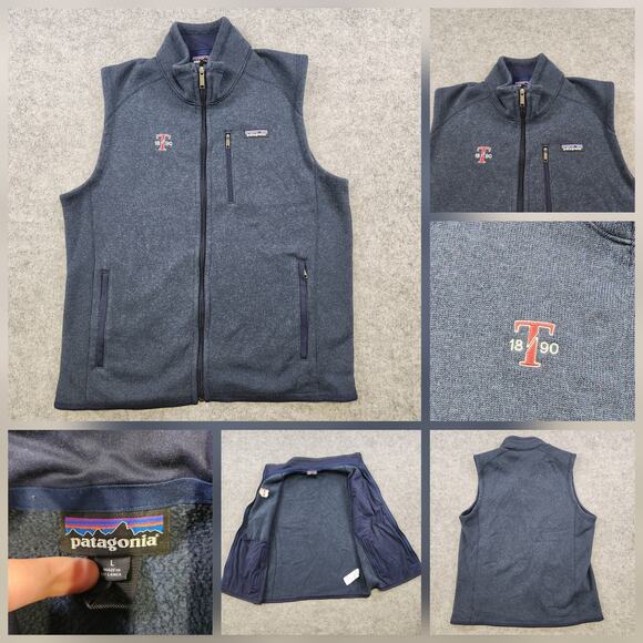 Patagonia Better Sweater Vest Mens Large Blue Fleece Full Zip Texas Tech Jacket - Picture 1 of 11